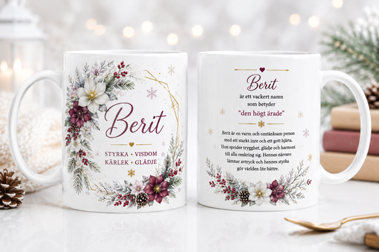 Personlig namnmugg vinterblommor – Vad betyder ditt namn
