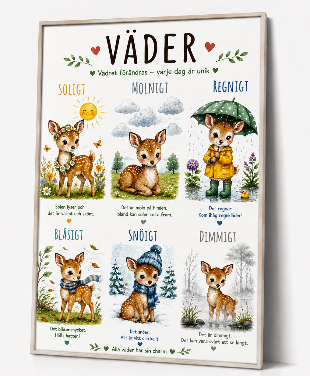 Väder poster till barnrummet – rådjur – DalaStil