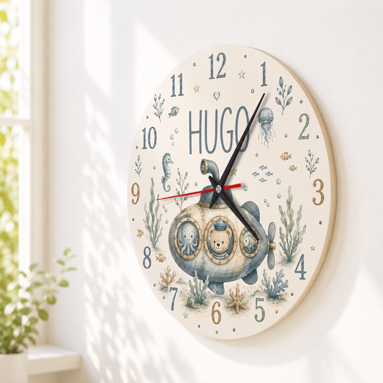 Lautlose Wanduhr für Kinder? Meerestiere