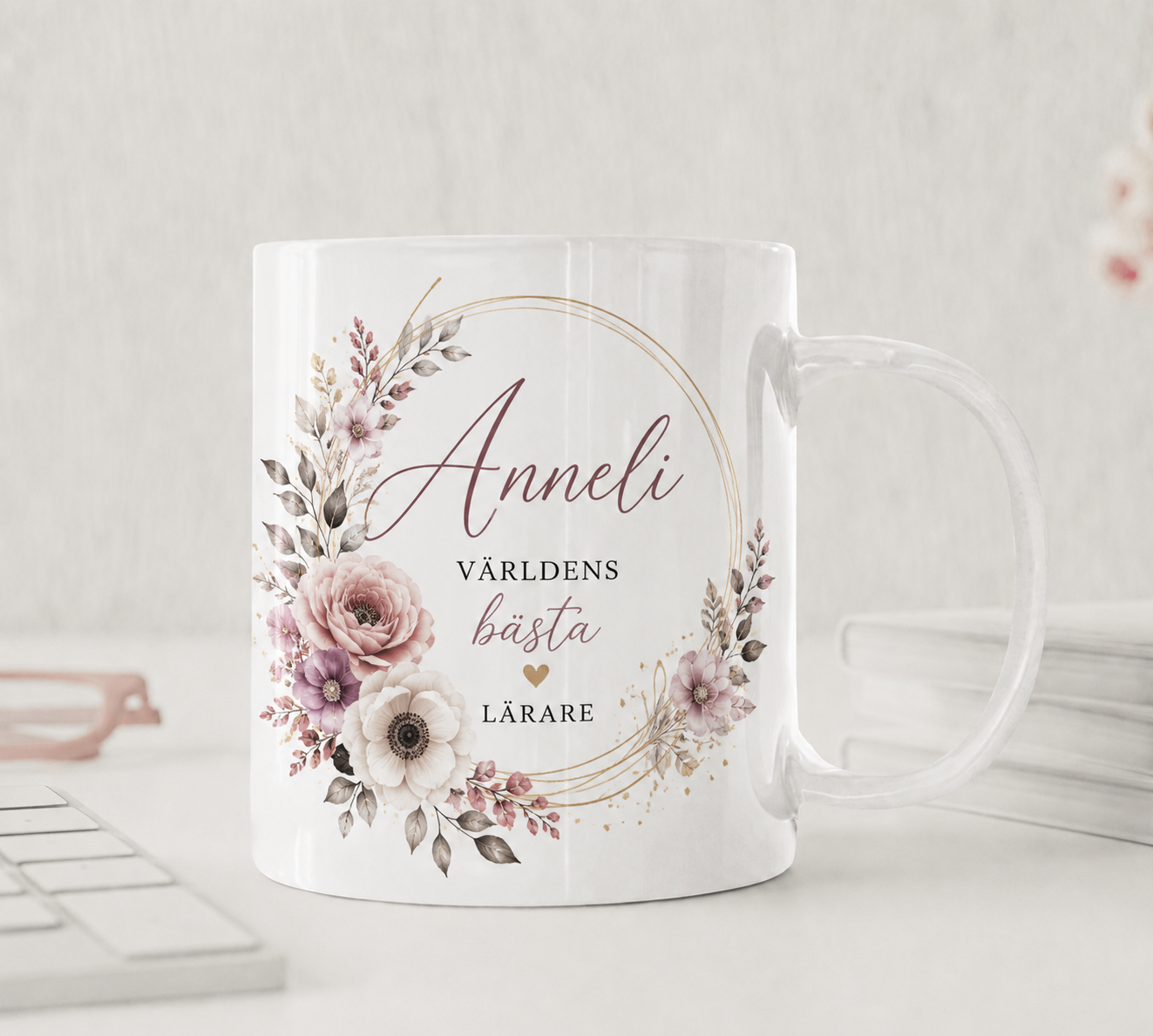 Världens Bästa Lärare - Personlig Mugg – Höstblommor