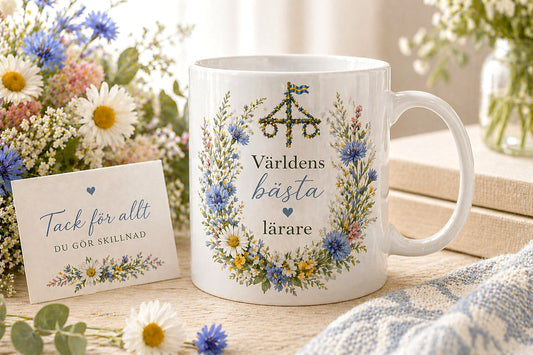 Världens Bästa Lärare Mugg – Midsommar Blomsterkrans