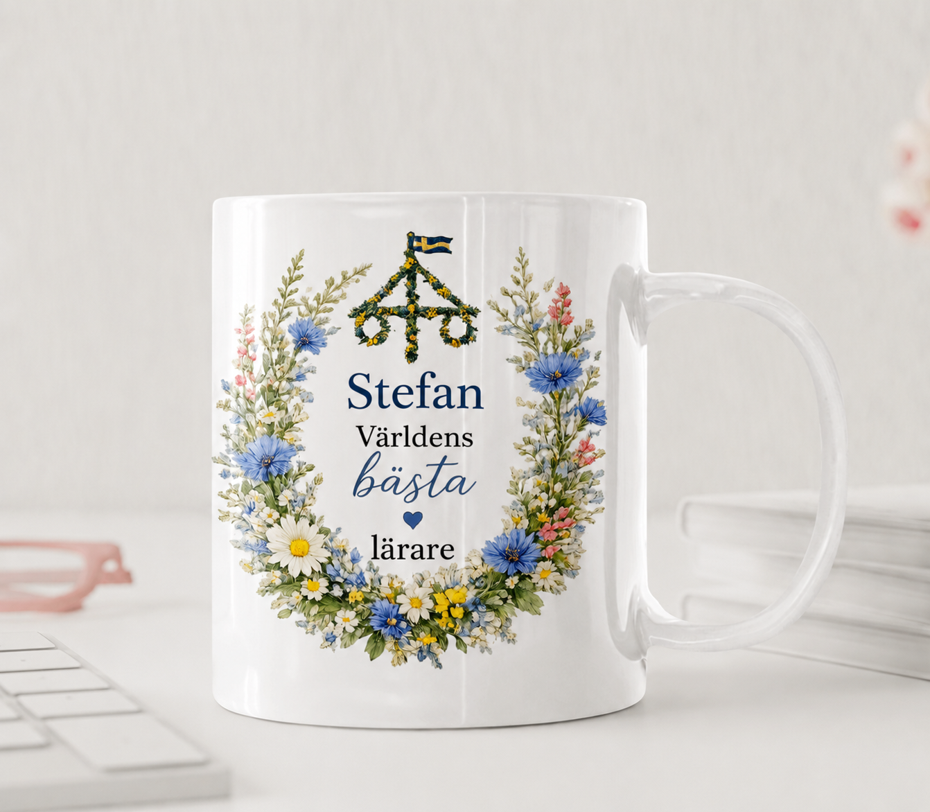 Världens Bästa Lärare Mugg – Midsommar Blomsterkrans