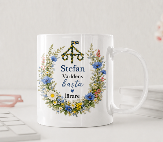 Världens Bästa Lärare Mugg – Midsommar Blomsterkrans