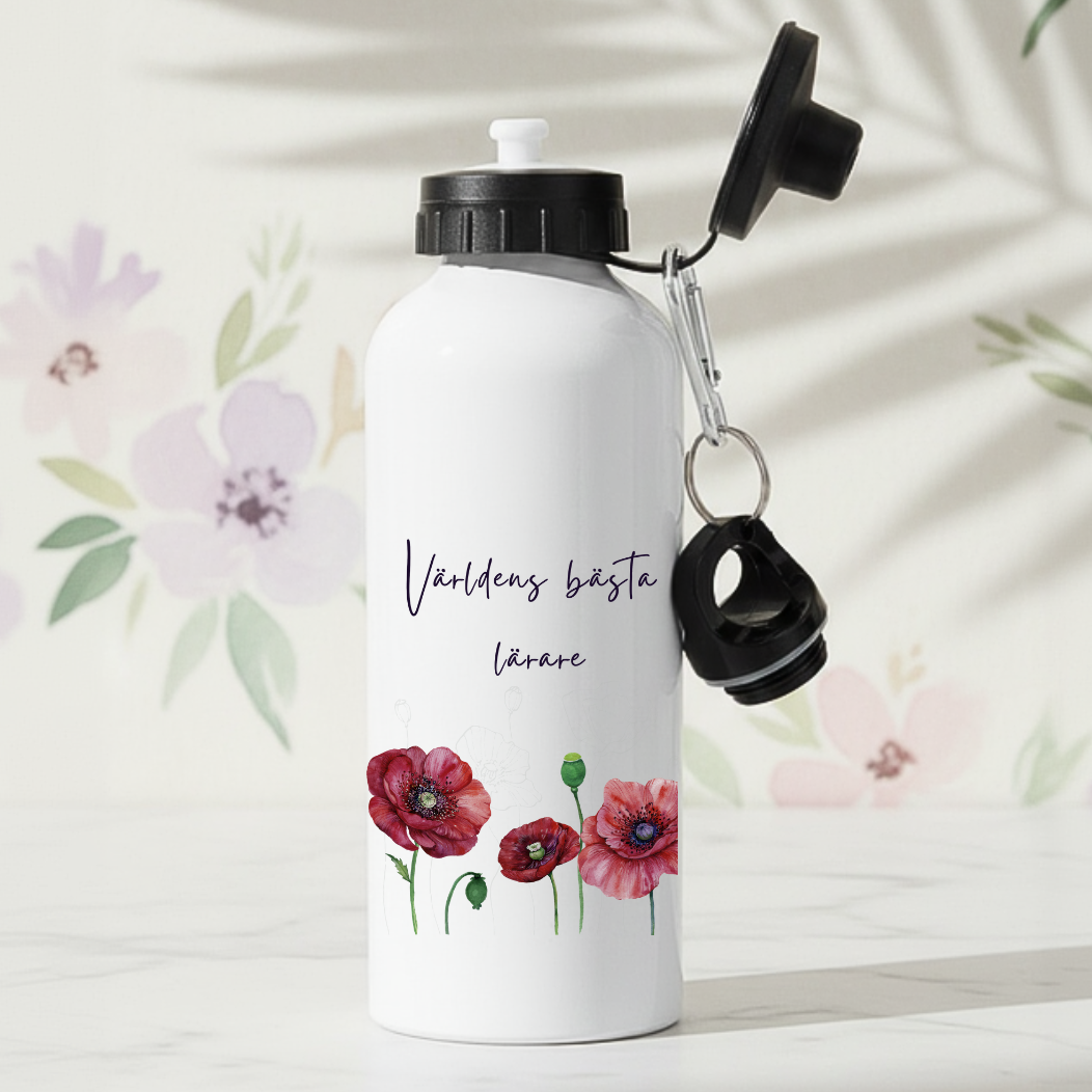 Världens bästa lärare - Personlig vattenflaska med namn - DalaStil