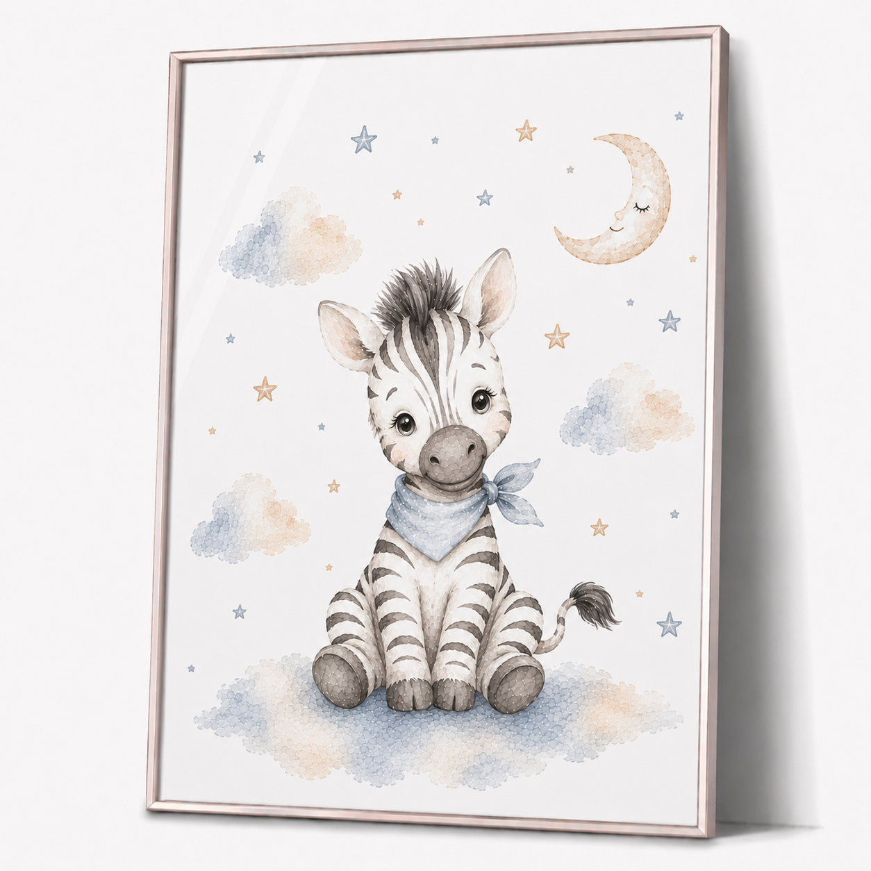 Vilda djur barnposter – akvarell barntavla med giraff, lejon eller zebra – DalaStil